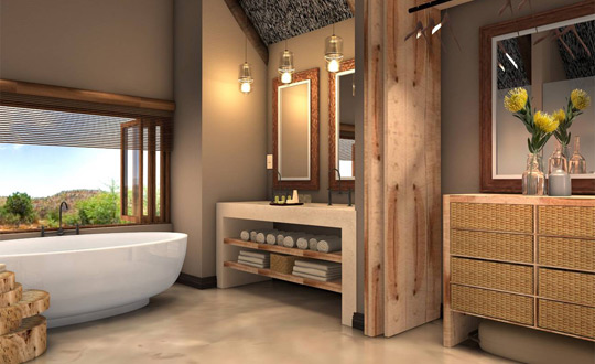 Luxury Bath in Bathroom with view - Bakubung Villas